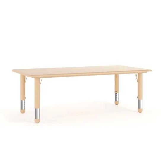 Emma and Oliver 23.625"W x 47.25"L Rectangular Plastic Height Adjustable Activity Table Natural {2}