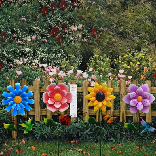 4 Pack Outdoor Solar Lights,Outdoor Waterproof Metal Art Stick Flowers,Garden Decor for Women Mom Grandma Halloween Hanging Metal Stakes Lights for Garden,Lawn,Patio {2}