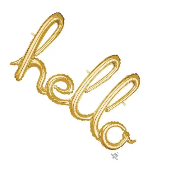 Anagram&reg; 39 Inch Hello Gold Script Phrase Balloon {2}
