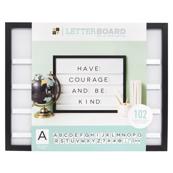 DCWV Sliding Letterboard 20"X16"-Black W/White Tiles {1}
