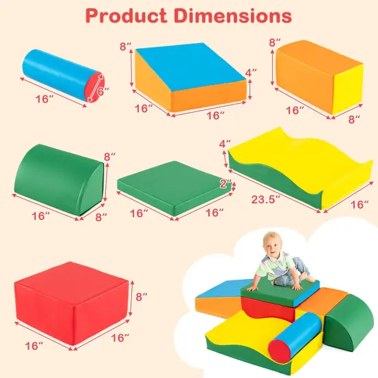 Multi-Color PU Leather Climbing Blocks Set with EPE Foam for Kids&rsquo; Play {4}