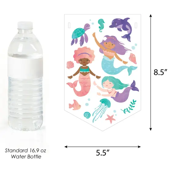 Big Dot of Happiness Mermaid Happy Birthday Party Banner, Mermaid Characters Party Decorations - Happy Birthday Bunting Banner {3}