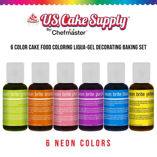 6 Neon Liqua-Gel Cake Color Kit, 0.7 fl. oz. {2}