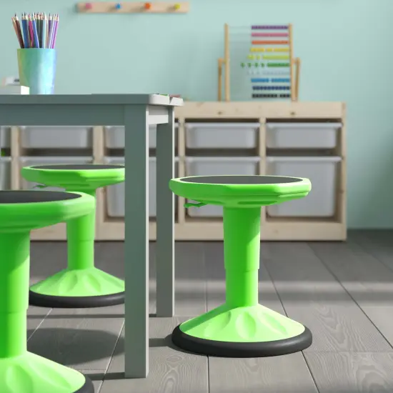 Emma and Oliver Saylor Height Adjustable Active Motion Stool for Kids with Weighted Rubber Non-Slip Bottom Blue {12}