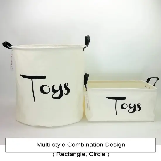 QUEENLALA Large Storage Basket,Laundry Hamper/Bathroom/Home Decor/Collapsible Round Storage Bin,Boys and Girls Hamper/Boxes/Clothing(Toys) {4}