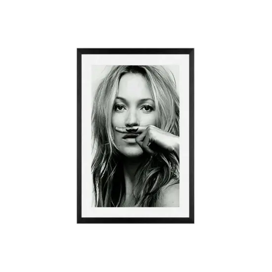 Kate Moss Mustache Fashion Poster Framed {4}
