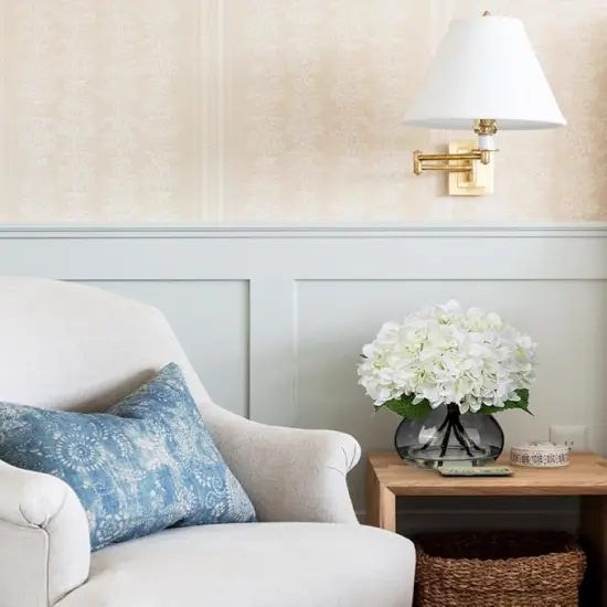 Hydrangea Artificial Flowers with Glass Vase White Silk Faux Flowers Arrangements with Faux Water Fake Floral Bulk Bouquet for Home Decor Table Centerpiece Decorations {4}