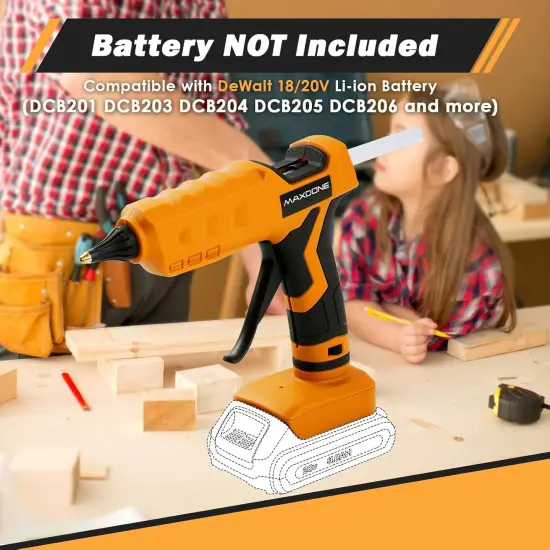 Cordless Hot Glue Gun 100W 20V Battery Handheld Wireless Power Glue Gun Full Size with 12pcs Glue Sticks(0.43")(11mm) for Art DIY Craft Home Repair School(Battery Not Included) {3}