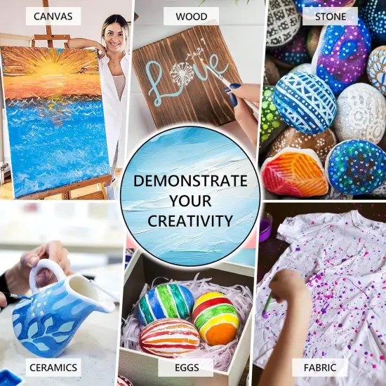 Acrylic Paint Set, 50 Colors Acrylic Paint with Brushes, 2oz Bottles, Rich Pigments Paint for Artists Kids & Adults, Art Supplies for Canvas Rock Ceramic Wood Painting {5}