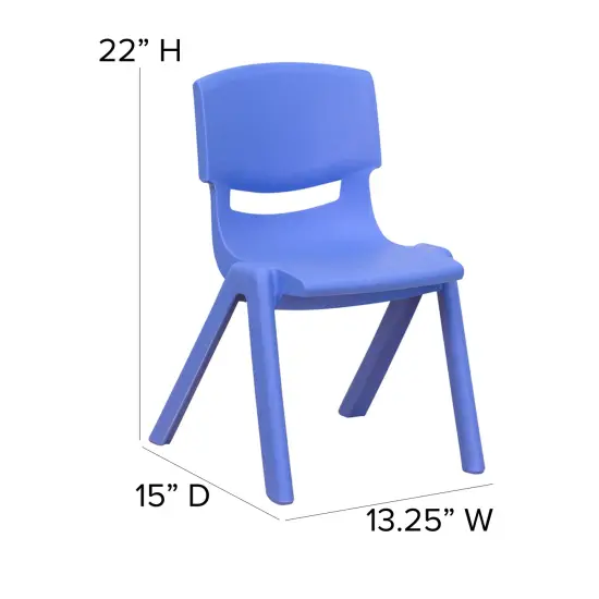 Emma and Oliver 4 Pack Plastic Stack School Chair with 12" Seat Height - Kids Chair Red {10}