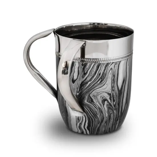 Black and Silver Marble Design Stainless Steel Wash Cup {1}