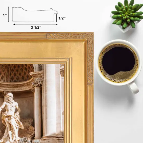 Gold Leaf 16x20 Picture Frame &ndash; 3.5" Contemporary Closed Corner Frame, Real Wood with Clear Acrylic Front {4}