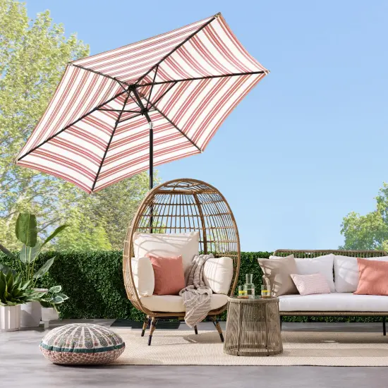 Best Choice Products 10ft Outdoor Steel Striped Market Patio Umbrella w/ Crank, Tilt Push Button, 6 Ribs Striped Rust {2}