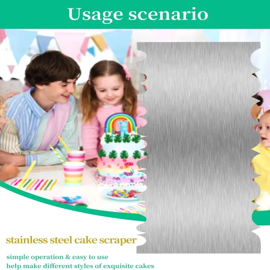 Cake Scraper Smoother Cake Decorating Supplies Kit 8.6 Inch Metal Bench Scraper for Baking Buttercream Smoother Stainless Steel Frosting Cake Comb Edge Side Jagged Comb for Cream Cake-3 {5}