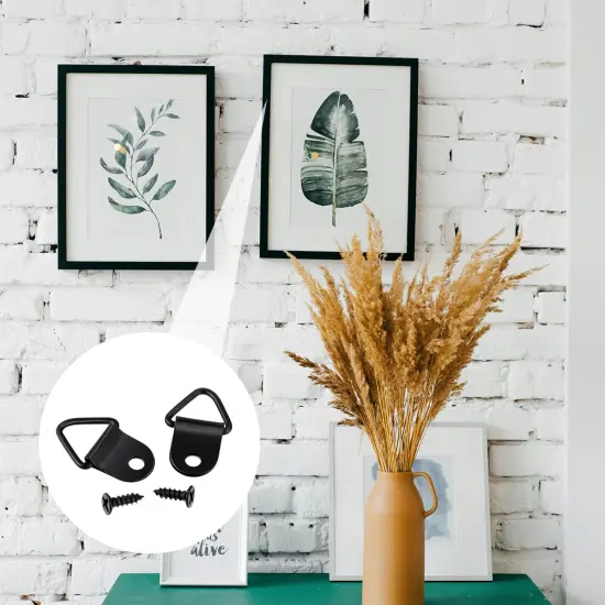 100 Pack Steel Picture Hangers with 100pcs 8mm Screws, Small Triangle Ring, Light Duty D Rings for Clock, Decoration, Mirror, Paintings, Artwork Picture Frame (Black) {3}