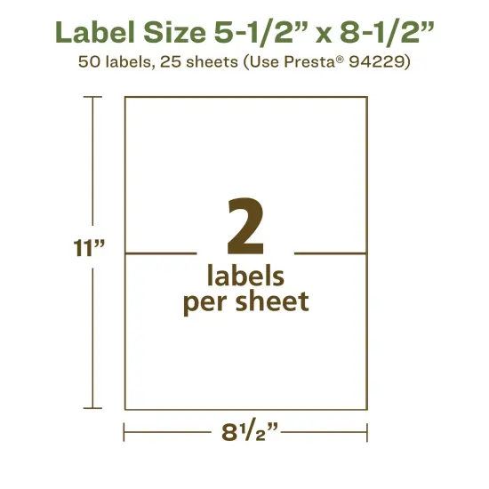 Avery Recycled Matte White Labels,5-1/2" x 8-1/2" Rectangle {5}
