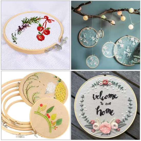 Cldamecy 12 Pieces 3 inch Embroidery Hoops,Round Bamboo Adjustable Circle Frame Cross Stitch Hoops for Christmas Ornament,Embroidery,Decoration,Art Craft and DIY Project {2}