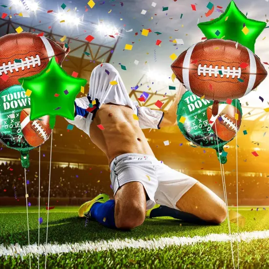 6 Pieces Football Balloons Set Football Shape Star Foil Balloons for Party Supplies Game Day Birthday Decorations {4}