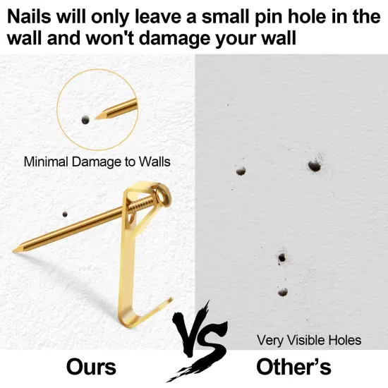 184 Pieces Picture Hanging Kit, 20lb, 30lb, and 50lb Picture Hangers, Metal Picture Hanging Hooks with Nails, on Drywall, Wooden Wall(Gold) {4}