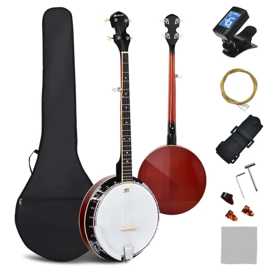 5 String Banjo with Rosewood Fingerboard, Adjustable Brackets and Accessories {1}