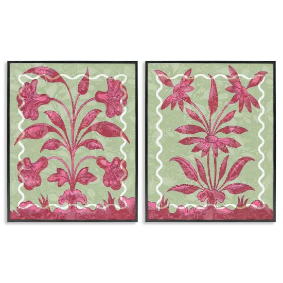 Stupell Industries Pink & Green Vintage Botanicals 2pc Framed Giclee Set By Lil' Rue {1}