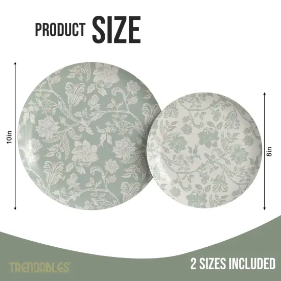 Earthtrends Heavy Duty Paper Plates for parties &ndash; Includes 8-Inch Paper Dessert Plates and 10-Inch Paper Dinner Plates &ndash; Disposable Floral Paper Plates for Parties, Weddings, Events, BBQs, Birthdays, Catering, Holidays &ndash; Elegant Tableware Set Gracy 80 {6}