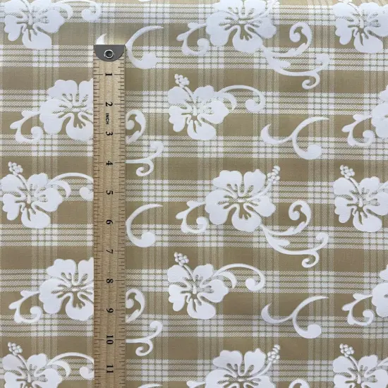 1 Yard Hibiscus Palaka Cotton Fabric , 45" Wide Beige {7}