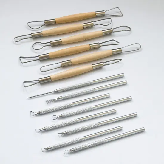 14PCS Ceramic Pottery Clay Ribbon Sculpting Tool Kit with Feather Wire Texture and Needle Detail Tools {2}
