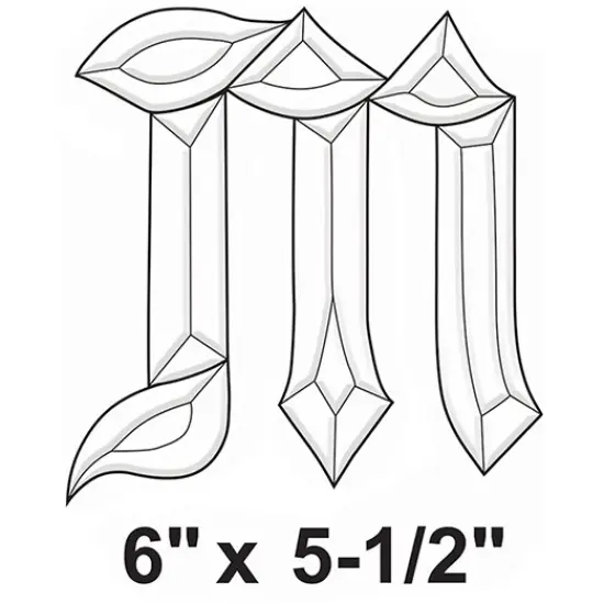 6" x 5-1/2" Exquisite Clear Glass Letter M Bevel Cluster BLM {2}