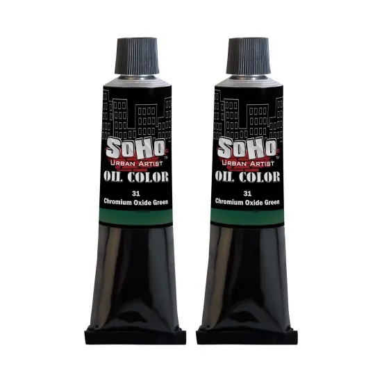 SoHo Urban Artist Oil Paint - 2 Pack, Chromium Oxide Green 2 Pack - 170 ml Tube - Best Valued Oil Colors for Painting with Excellent Pigment Load {1}