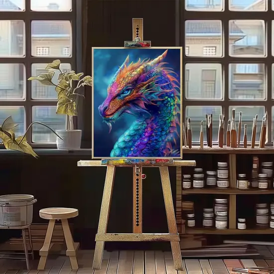 Paint by Numbers Kits for Adults Colorful Dragon Paint by Number for Adults Beginner Animal Drawing Paintwork with 3 Paintbrushes Acrylic Canvas Painting 16x20 Inch {3}