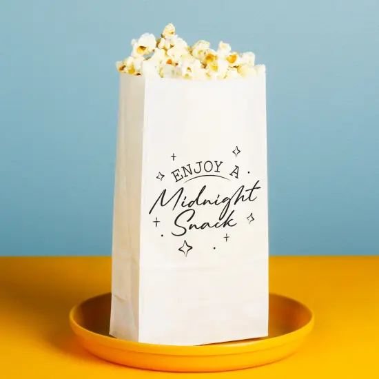 Big Dot of Happiness Midnight Snack Popcorn Bags, Late Night Wedding Party Favor Snack Treats, Free-Standing Individual White Paper Bags - 25 Count {4}