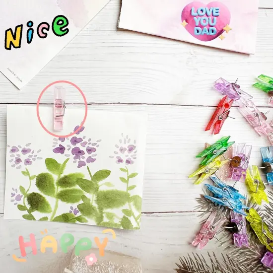 60 Pcs Push Pin Clips with Clips Pins Clips Creative Paper Clips Colorful Thumbtack Clips Plastic Push Pins for Christmas Cork Board Bulletin Boards Photos Walls Projects Drawings Map {5}