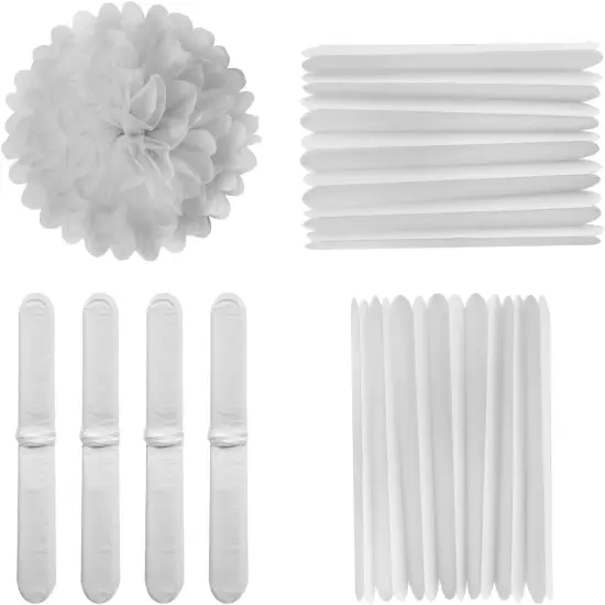 White Tissue Pom Poms DIY Tissue Paper Flowers for Birthday Wedding Baby Shower Tea Party Dessert Table Decoration, Pack of 18 {4}