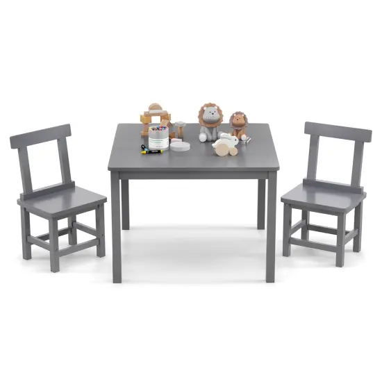 3 Pieces Wooden Children Furniture Set Including 2 Armless Chair and 1 Table Gray {8}