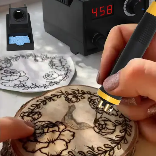 Professional Wood Burning Kit, Wood Burner Machine Pyrography Woodburning Tool for Beginners Adults (Sigle Pen Wood Burning Kit) {5}