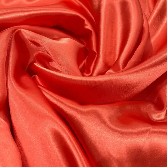 1 Yard Charmeuse Medium Satin Lining Polyester Fabric Elegant Dressmaking Material 60 Inch Width Coral {1}