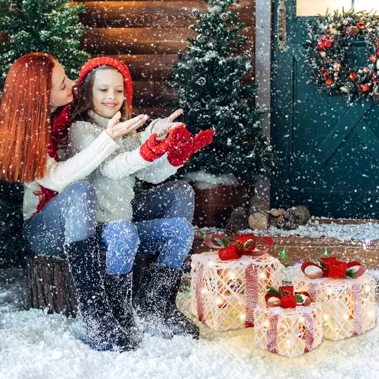 Costway Set of 3 Christmas Lighted Gift Boxes, Indoor Present Box Holiday Decoration {5}