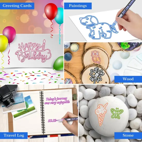 12 Colors Shimmer Outline Markers for Scrapbook, Markers Set for 10 12 Year Old Girls, Glitter Makers Teen Girl Trendy Stuff Kids Makers for Art and Crafts School Supplies Drawing Kits {4}