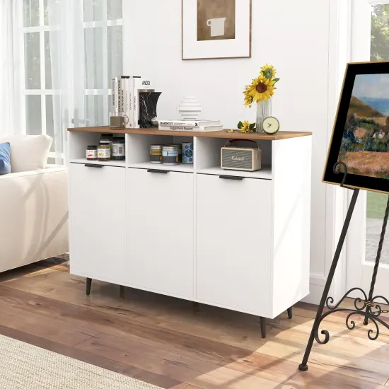 Sideboard Buffet Cabinet Kitchen Storage Cabinet with 5-Position Adjustable Shelves-White {3}
