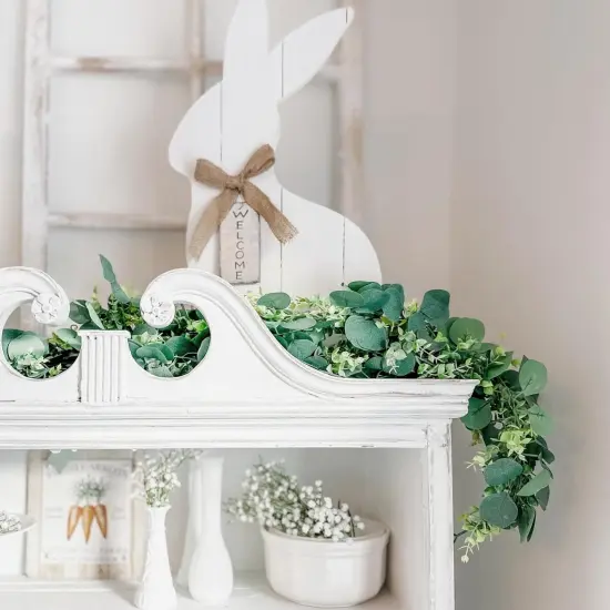 2 Pack 5.9ft Eucalyptus Garland, Artificial Greenery Garland Fake Silver Dollar Eucalyptus Leaves Spring Garland Wreath Vines for Wedding Table Party Mantle Bedroom Wall Room Decor {5}