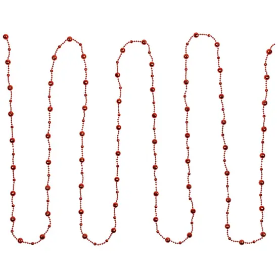 Northlight Shiny Mirrored Disco Ball Beaded Christmas Garland - 15' x .5" - Crimson Red {3}