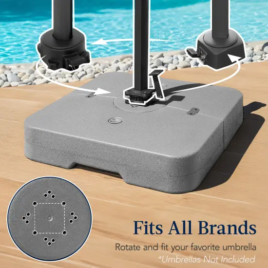 Best Choice Products 330lb Capacity Fillable Heavy-Duty Outdoor Cantilever Umbrella Base w/ Easy-Fill Spouts Gray {3}