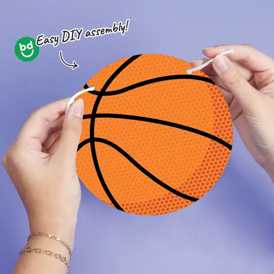 Big Dot of Happiness Basketball Garland Banner, Sports Birthday Party or Baby Shower Decorations Banner, 30 Feet of Cord, 15 Double-Sided Orange Basketballs {4}