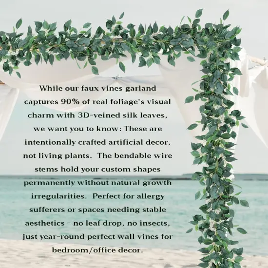 Artificial Ivy Vines Garland 6.56Ft Fake Vines with Lush Silk Greenery Leaves Faux Hanging Plants for Room Greenery Decor in Wall Bedroom Wedding Balcony and Home Greenery Decoration Willow {4}