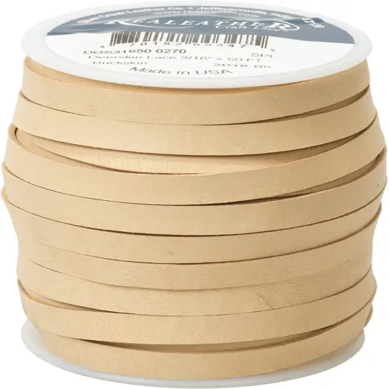 Realeather Deerskin Leather Lace | Size 3/16" x 50' (4.8mm x 15.24m) | 2/3 oz Thickness (.8-1.2mm) {1}