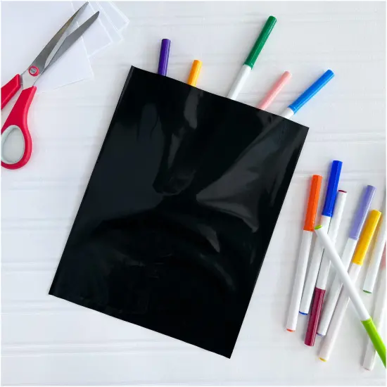 Plymor 8" x 10", Black 2 Mil Flat Open Plastic Poly Bags {4}