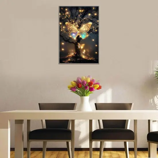 Butterfly tree Diamond Art Painting Kits for Adults, Full Drill Diamond Dots Paintings for Beginners, Round 5D Paint with Diamonds Pictures Gem Art Painting Kits DIY Crafts Kits 【11.8x15.7inch】 {2}