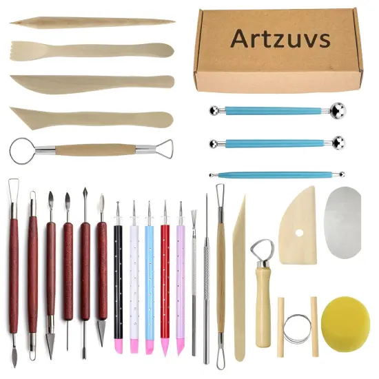 28pcs Polymer & Pottery Sculpting Tools Set,Ceramic Tools, Modeling Clay Supplies Tools Kit for Carving,Trimming,Sculpture,Beginners {1}