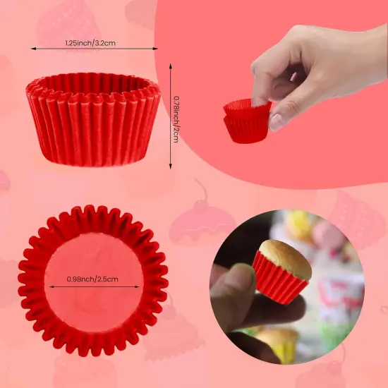 Mini Cupcake Liners 1 Inch Paper Cupcake Wrappers Baking Cups Small Muffin Liners 1000 Pieces Dessert Wrappers for Christmas Festival, Wine Red {3}
